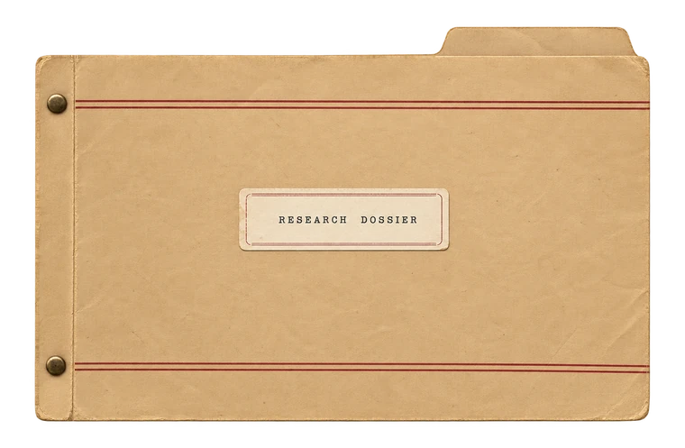A kraft research dossier, closed
