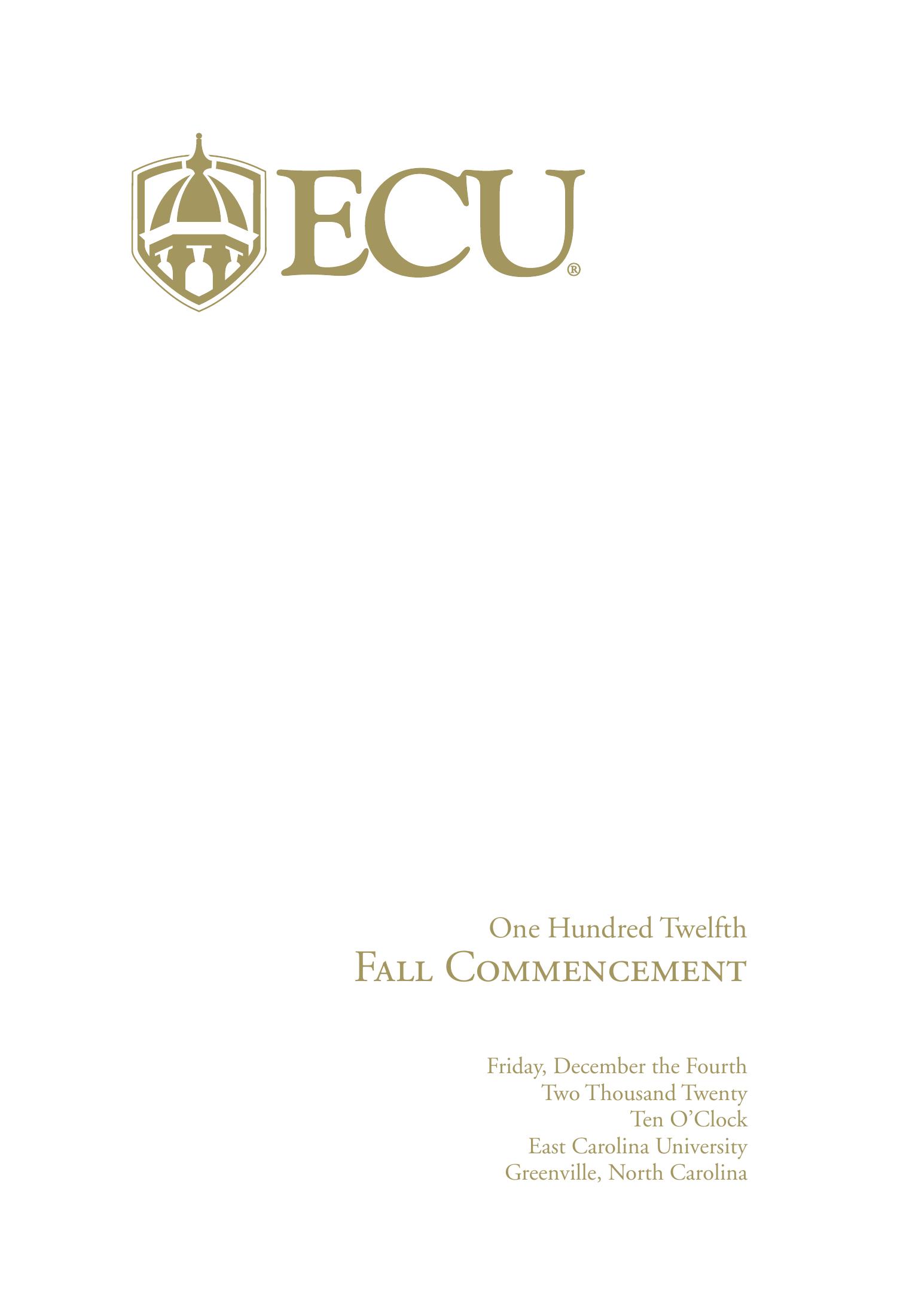 Fall 2020 Commencement Program, page 1