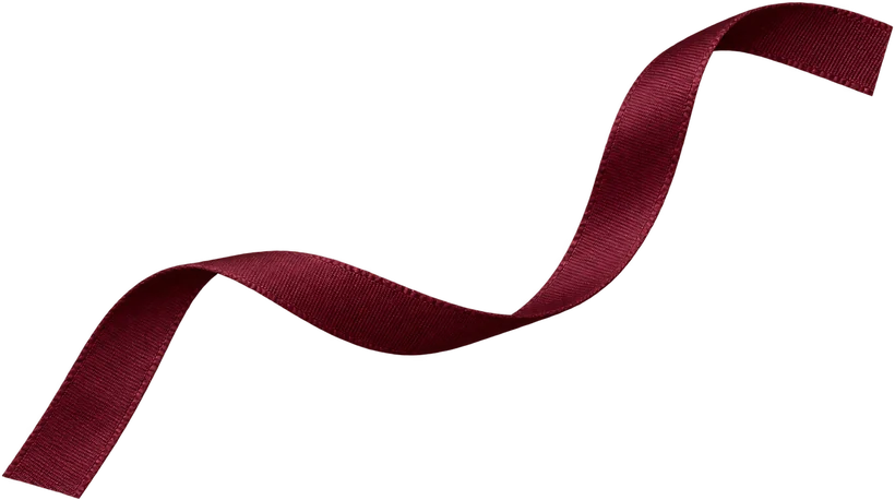 A burgundy ribbon bookmark