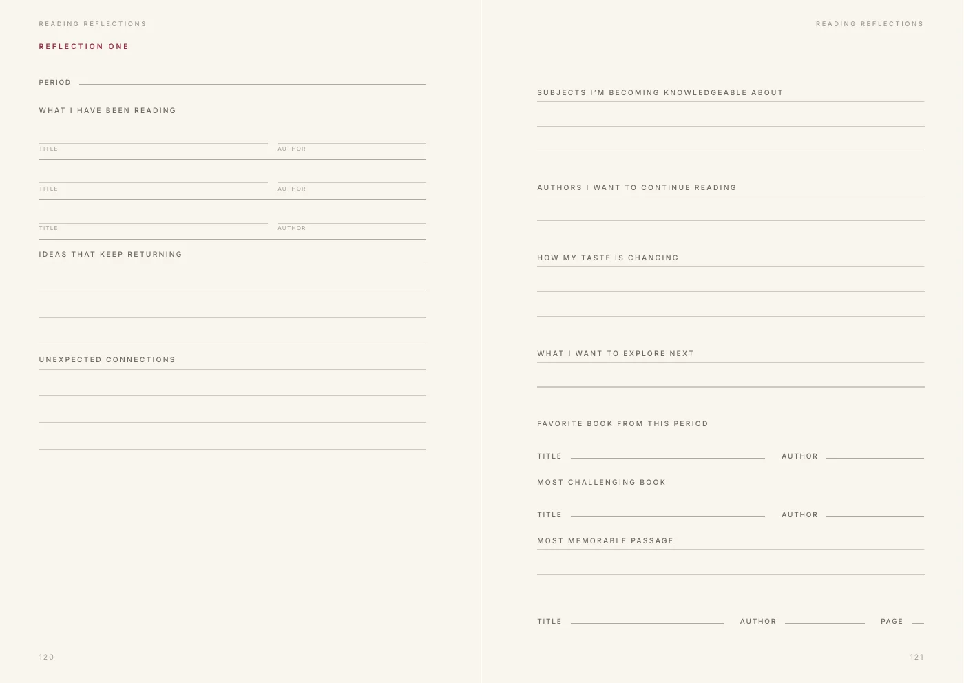 A reading-reflection spread